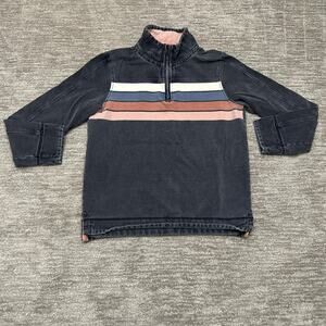 Fat Face Sweatshirt Mens Medium Blue Striped Airlie 1/4 Zip Pullover Heavyweight